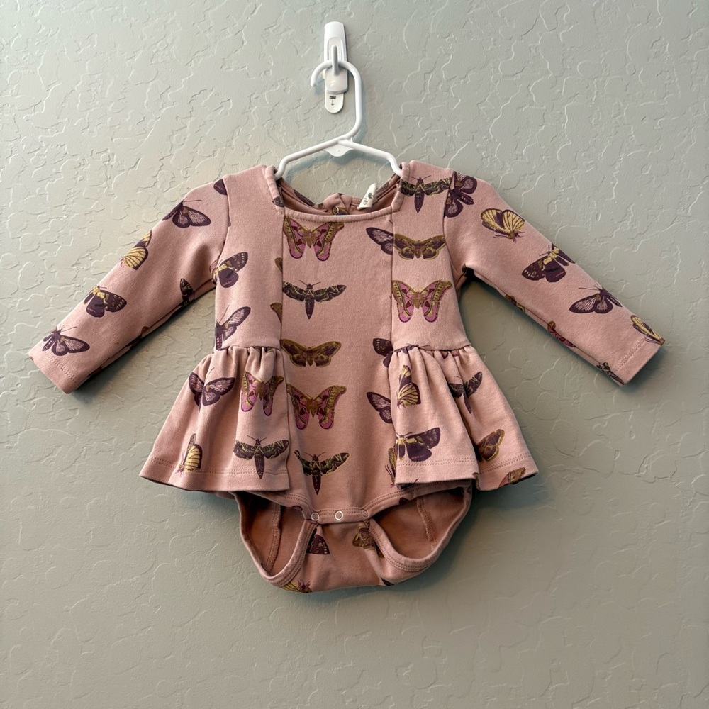 Kate Quinn organic cotton rose moth butterfly print ballerina one piece 12-18 mo